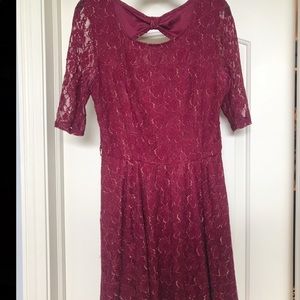 Burgendy and gold lace dress junior size L